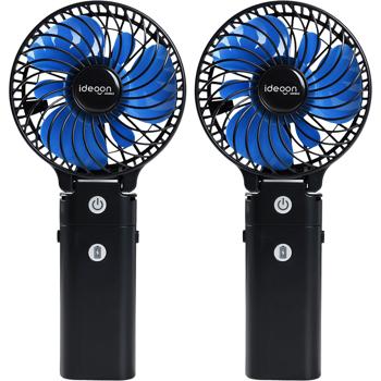 Preview: Set of 2 powerful rechargeable handheld fans 5200 mAh power bank table fan: USB travel fan, 3 speeds, portable mini fan