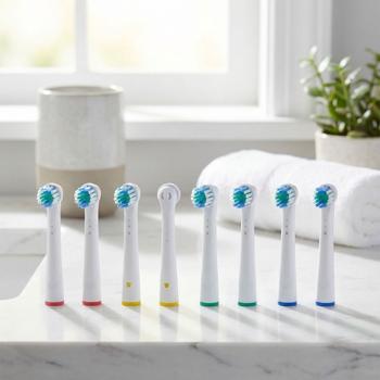 8 x Ersatzbürsten passend für viele Oral-B®**-Elektrozahnbürsten, Aufsteckbürsten für gründliche Reinigung, weiss, inkl. Farbring-Markierung