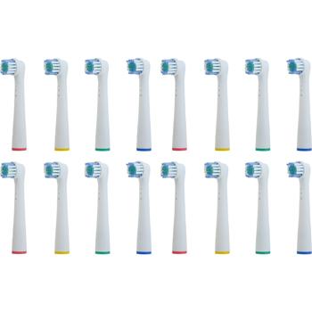 Preview: 16 x Ersatzbürsten passend für viele Oral-B®**-Elektrozahnbürsten, Aufsteckbürsten für gründliche Reinigung, weiss, inkl. Farbring-Markierung
