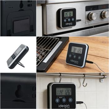 Preview: Thermomètre numérique à viande et de four avec minuteur jusqu’à 300 degrés, thermomètre filaire pour rôti et grill, pour BBQ, grill, smoker, four