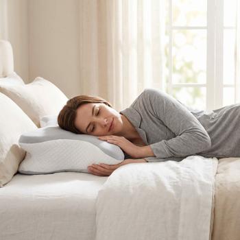 Preview: Premium memory foam pillow for side, back and stomach sleepers – ergonomic neck pillow with washable cover for better sleep