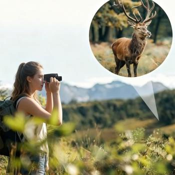 Preview: Compact mini binoculars 10x25: compact field glasses for hunting, hiking & outdoor. With night vision, BAK4 prism & pouch – ideal for adults & children