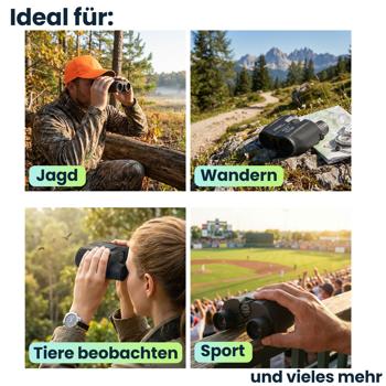 Preview: Kompaktes Mini Fernglas 10x25: Kompakt-Feldstecher für Jagd, Wandern & Outdoor. Mit Nachtsicht, BAK4 Prisma & Tasche - Ideal für Erwachsene & Kinder