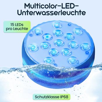 Preview: 4er-Set Multicolor-LED-Unterwasserleuchte, mit Fernbedienung - Wasserdichte Pool Beleuchtung mit starken Saugnäpfen – Deko für Badewanne, Teich, Aquarium Preview: 4er-Set Multicolor-LED-Unterwasserleuchte, mit Fernbedienung - Wasserdichte Pool Beleuchtung mit starken Saugnäpfen – Deko für Badewanne, Teich, Aquarium