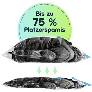 Preview: 9er-Set platzsparende Vakuumbeutel XL, 80 x 120 cm, Kompression mit dem Staubsauger, Aufbewahrungssäcke, Kleiderbeutel ohne Staub oder Falten 
