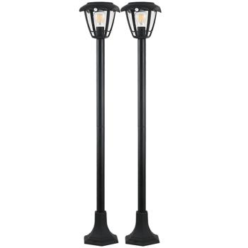Preview: 2 lampes de jardin LED solaires avec détecteur de mouvement PIR 90°, 6 m de portée – IP44, ampoule à filament E27, 3 modes, 111,5 – lampadaires extérieurs