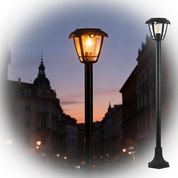 Preview: Solar LED garden lantern with PIR motion sensor 90° & 6 m range, IP44 waterproof, E27 filament lamp, 3 modes, 111.5 cm, outdoor light