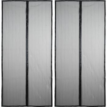 Set di 2 tende porta magnetiche anti-insetti 100 x 210 cm per balcone e terrazza, zanzariera senza fori con nastro a strappo, tenda antimosche in rete nera
