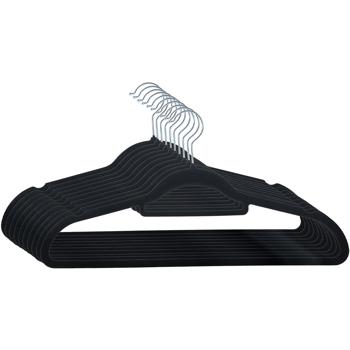 Preview: Cintres premium, lot de 10, avec crochet pivotant à 360 degrés, revêtement antidérapant et support supplémentaire pour cravates, ceintures ou écharpes, gain de place