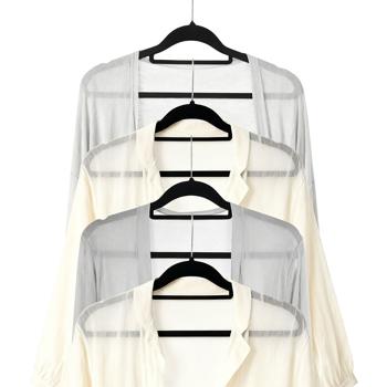 Preview: Cintres premium, lot de 50, avec crochet pivotant à 360 degrés, revêtement antidérapant et support supplémentaire pour cravates, ceintures ou écharpes, gain de place