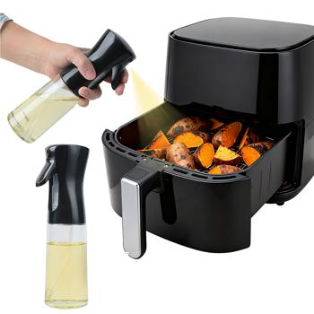 Set of 2 premium glass oil sprayers & vinegar atomizers, 200 ml each – Ideal for air fryer, salads & grilling – Elegant 6x20 cm spray bottle for a healthy everyday kitchen