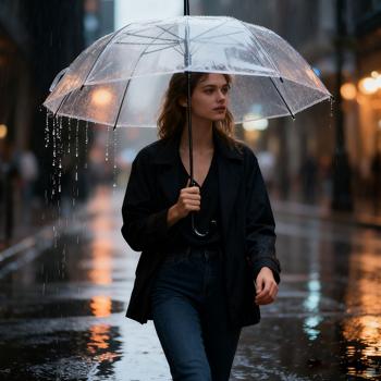 Ombrello trasparente con apertura automatica, diametro 85 cm, ombrello a cupola chiaro per donna e uomo, robusto ombrello a bastone con apertura a una mano