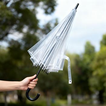 Preview: 2 parapluies droits automatiques transparents, 85 cm de diamètre – parapluies dôme pour hommes et femmes – ouverture à une main