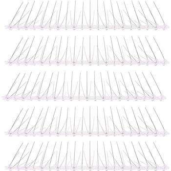 Preview: Effective set of 5 pigeon deterrent spikes, 3-row stainless steel, 2.5 m – individually adjustable – robust defence spikes for optimal bird protection