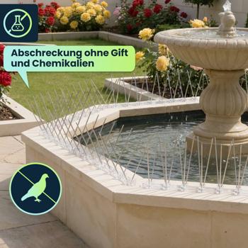 Preview: Effektive 10er-Set Taubenabwehr Spikes, 3-reihig Edelstahl, 5m - individuell anpassbar - Robuste Abwehr-Spitzen für optimalen Vogelschutz