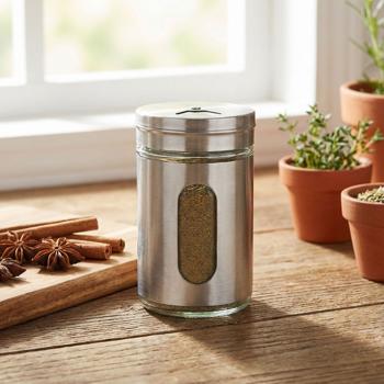 Preview: Edler Gewürzstreuer Edelstahl mit Sichtfenster 94ml Vorratsdose für Gewürze Kräuter Salz Pfeffer Streuer mit 3 verstellbaren Lochgrössen