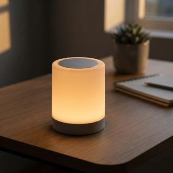 Lampe de table rechargeable avec commande tactile, 6 couleurs de lumière et blanc chaud, recharge pratique par USB‑C, anse intégrée pour la suspendre