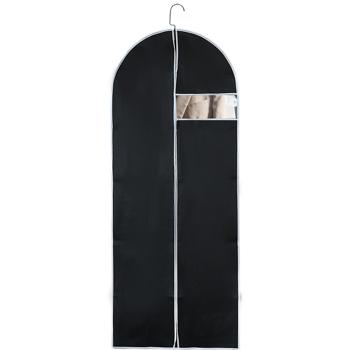 Preview: Lot de 2 housses de vêtements noires avec fermeture éclair et fenêtre, sac à vêtements pour costumes, tailleurs, robes, housse de protection avec ouverture pour cintres