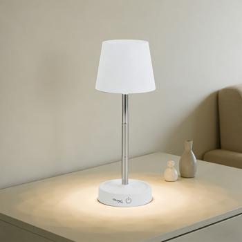 Preview: Set of 2 elegant LED table lamps, dimmable & rechargeable: modern rechargeable bedside lamp, adjustable height, warm white – cordless reading lamp with stainless‑steel design