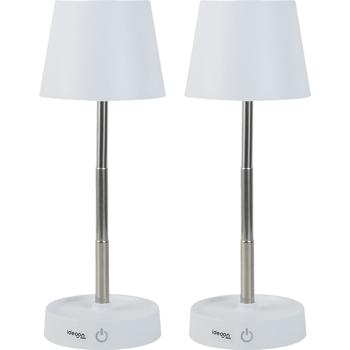 Preview: Set of 2 elegant LED table lamps, dimmable & rechargeable: modern rechargeable bedside lamp, adjustable height, warm white – cordless reading lamp with stainless‑steel design