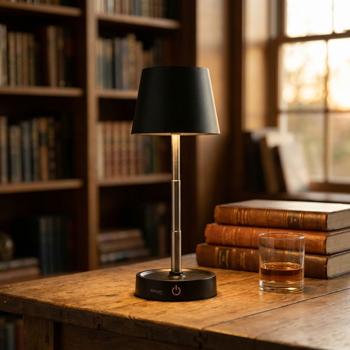 Preview: Elegant LED table lamp, dimmable & rechargeable: modern battery bedside lamp, height adjustable, warm white – wireless reading lamp in stainless-steel design