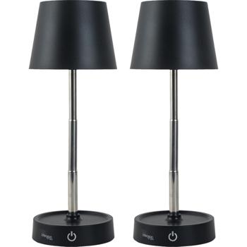 Preview: Set of 2 elegant LED table lamps, dimmable & rechargeable: modern rechargeable bedside lamp, height adjustable, warm white – wireless reading lamp with stainless-steel design
