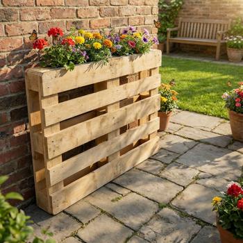 Set of 2 premium planter boxes for Euro pallets made of galvanized metal, pallet insert with 3 drainage holes, flower box for pallet furniture, silver