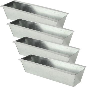 Preview: Set of 4 premium planter boxes for Euro pallets made of galvanized metal, pallet insert with 3 drainage holes, flower box for pallet furniture, silver