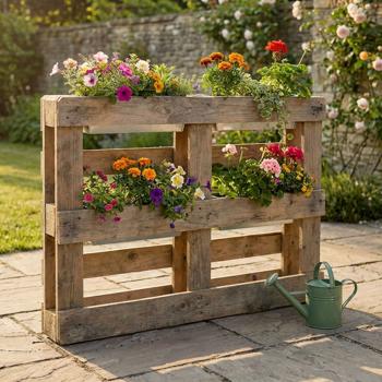 Set of 4 premium planter boxes for Euro pallets made of galvanized metal, pallet insert with 3 drainage holes, flower box for pallet furniture, silver