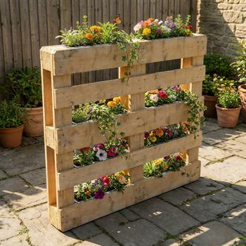 Preview: Set di 8 fioriere premium per pallet europei in metallo zincato, inserto per pallet con 3 fori di scarico, cassetta da fiori per mobili in pallet, argento