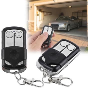Set of 2 radio hand transmitters 433.92 MHz for fixed-code garage doors, 2-channel programmable remote control, AM/FM modulation, including key ring