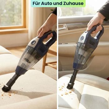 Preview: Akku Handstaubsauger 15000Pa stark – Beutelloser Tischstaubsauger leise mit Brushless Motor für Auto, Tastatur, u.v.m. - inklusive Zubehör