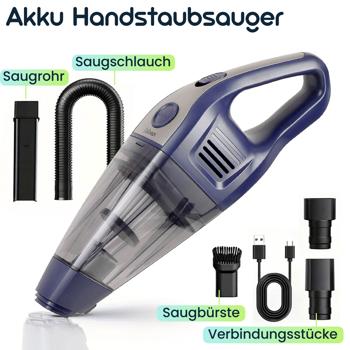Preview: Akku Handstaubsauger 15000Pa stark – Beutelloser Tischstaubsauger leise mit Brushless Motor für Auto, Tastatur, u.v.m. - inklusive Zubehör