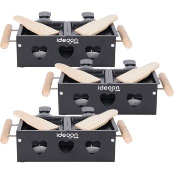 Preview: Set da 3 raclette a tealight per 2 persone ciascuna, set raclette senza elettricità con candeline e spatole, metallo, ideale per balcone, campeggio e in viaggio Preview: Set da 3 raclette a tealight per 2 persone ciascuna, set raclette senza elettricità con candeline e spatole, metallo, ideale per balcone, campeggio e in viaggio