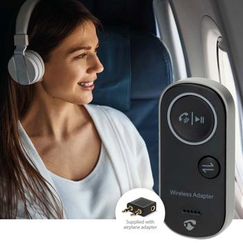 Preview: Adaptateur audio Bluetooth 5.4 2-en-1 mobile – Émetteur & Récepteur pour avion, voiture et chaîne stéréo – Faible latence, Double appairage, Batterie 10 h