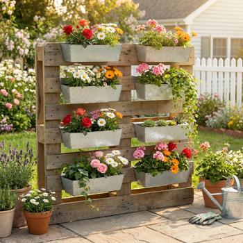 Set of 8 premium planter boxes for Euro pallets with hanging rail made of galvanized metal, pallet insert & balcony box for railings up to 2.5 cm wide, silver