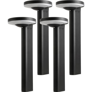 Preview: 4er-Set Premium Solar Säulen-Wegeleuchte aus Aluminium in Schwarz, 300lm helle SMD-LEDs, Dämmerungssensor & 2 Leuchtmodi, wetterfeste Gartenlampe modern