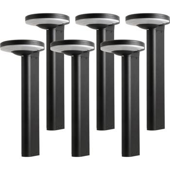 Preview: 6er-Set Premium Solar Säulen-Wegeleuchte aus Aluminium in Schwarz, 300lm helle SMD-LEDs, Dämmerungssensor & 2 Leuchtmodi, wetterfeste Gartenlampe modern