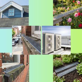 Preview: Set of 12 pigeon spikes grey 5.4 m – effective polycarbonate bird deterrent – 3-row spikes against pigeons, seagulls, martens, cats & squirrels