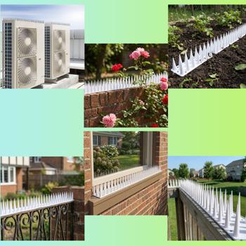 Preview: Set of 12 pigeon spikes white 5.4 m – effective bird control made of polycarbonate – 3-row deterrent spikes against pigeons, seagulls, martens, cats & squirrels