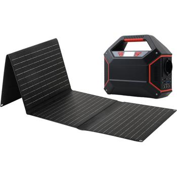 Preview: Centrale électrique 155 Wh 42000 mAh Kit générateur solaire incl. panneau solaire 40 W, prise AC 230 V, USB-C QC 3.0, sortie DC & LED pour camping