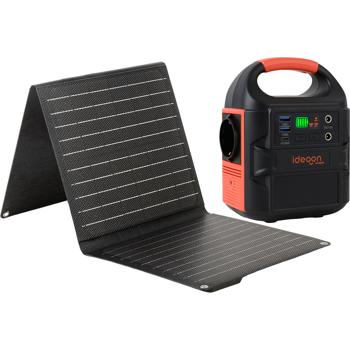 Preview: Kit station d’énergie mobile 88,8 Wh avec panneau solaire pliable 21 W, prise 230 V, 100 W, USB-C PD 65 W, générateur solaire avec lampe LED pour camping et outdoor