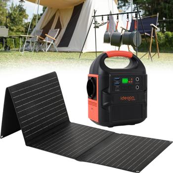 Mobiles Powerstation Set 88,8Wh mit 40W Solarpanel faltbar, 230V Steckdose, 100W, USB-C PD 65W, Solargenerator mit LED-Leuchte für Camping & Outdoor
