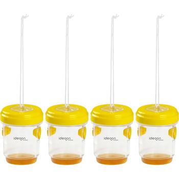 Preview: Piège à guêpes et à mouches lot de 4 à suspendre ou à poser, piège à insectes jaune sans poison, rechargeable et efficace pour le jardin et le balcon