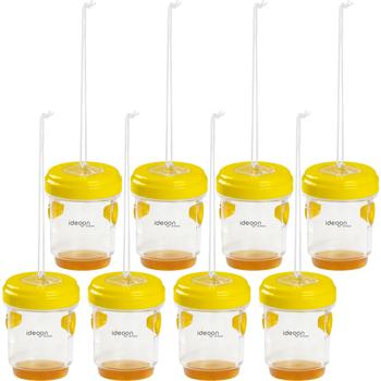 Preview: Piège à guêpes et à mouches lot de 8 à suspendre ou à poser, piège à insectes jaune sans poison, rechargeable et efficace pour le jardin et le balcon