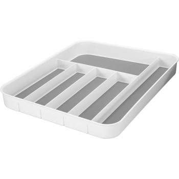 Cutlery insert with anti-slip base: Robust drawer organiser for the kitchen - Modern white-grey design