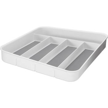 Cutlery tray with anti-slip base: Robust drawer organizer for the kitchen - modern white-grey design