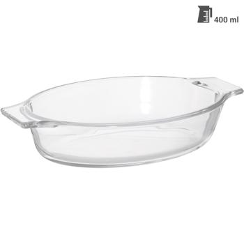 Preview: Borosilicate glass baking dish 400 ml: oven-safe baking dish, heat-resistant, 19.6x11.3 cm. Perfect for gratins, lasagne & desserts