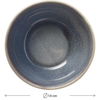 Preview: Premium 4-piece stoneware bowls set 580 ml sand-colored/blue – Ideal as cereal bowls, dessert bowls, soup bowls - Timeless design
