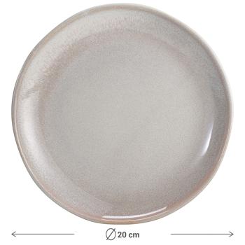 Preview: Dinner plate 4-piece set Ø20 x 2.5 cm made of robust stoneware, sand color – plates for main courses & snacks. Perfect for the modern dining table